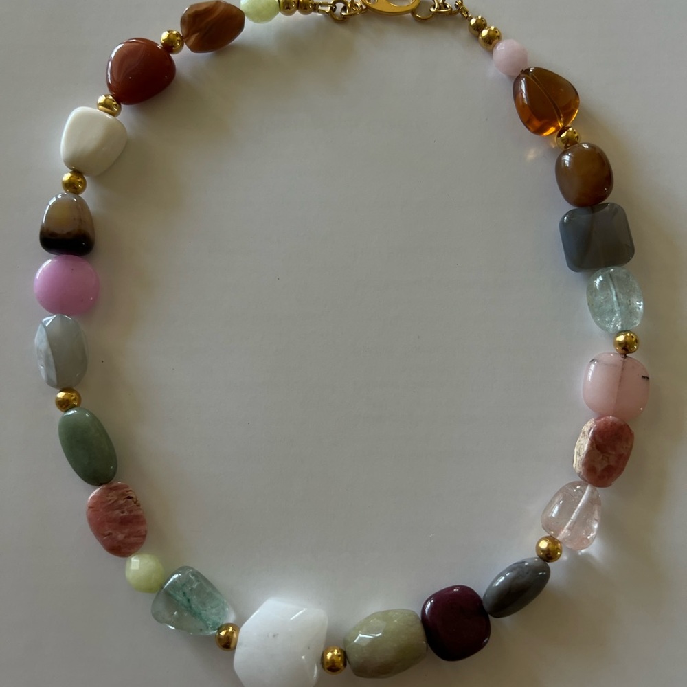 Multicolor Beaded All Natural Stone Necklace